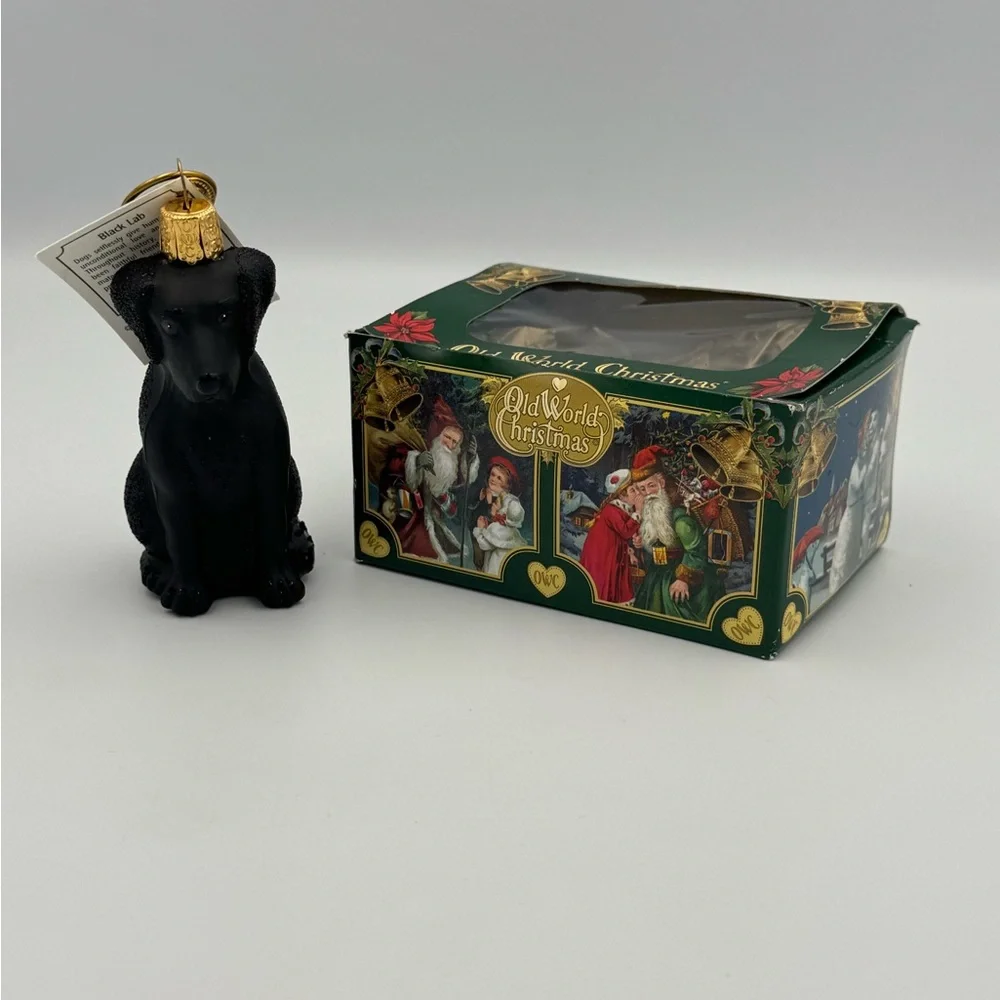 Old World Christmas BLACK LABRADOR Glass Ornament With Box‎ NEW